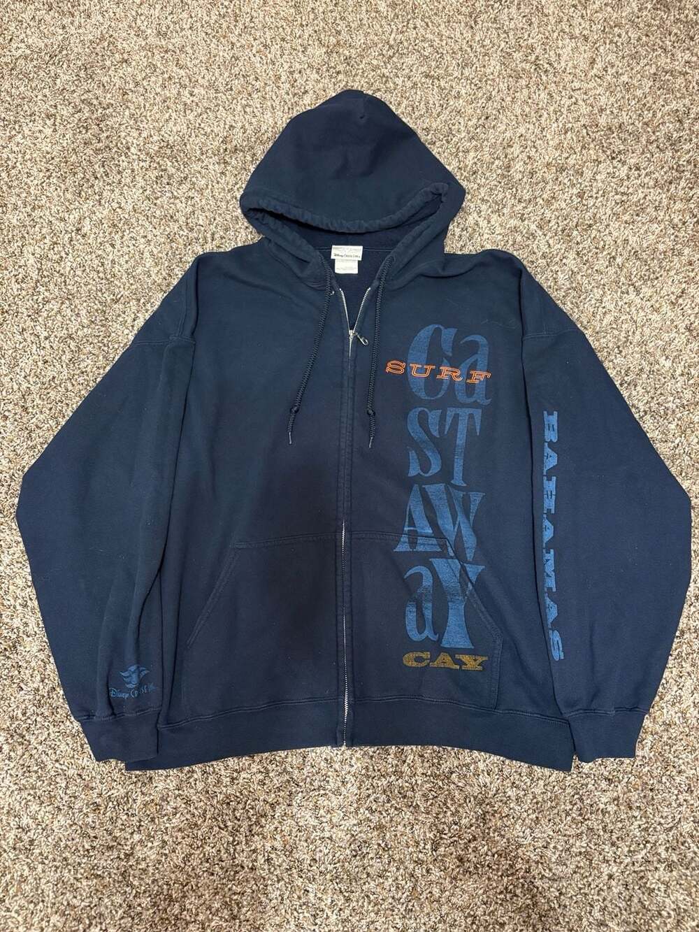 Disney Cruise Line Castaway Cay Surf Bahamas Navy Blue Zip Up Hoodie